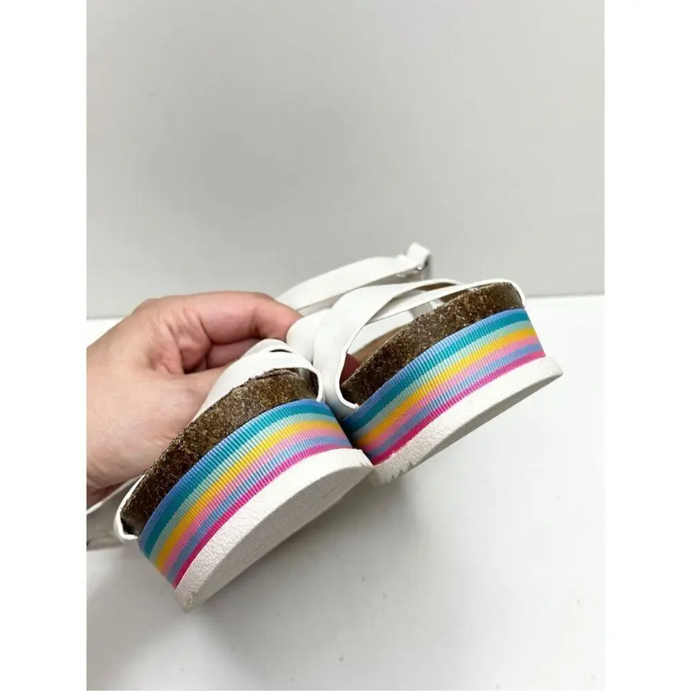 Jellypop Sandals Girls Size 4 White Multicolor Platform‎ Open Toe